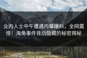 业内人士中午遭遇内幕爆料，全网震惊！海角事件背后隐藏的秘密揭秘