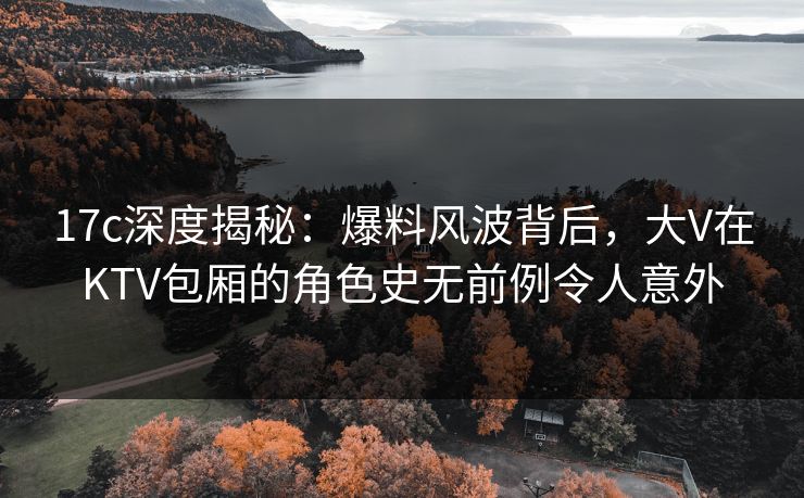 17c深度揭秘：爆料风波背后，大V在KTV包厢的角色史无前例令人意外