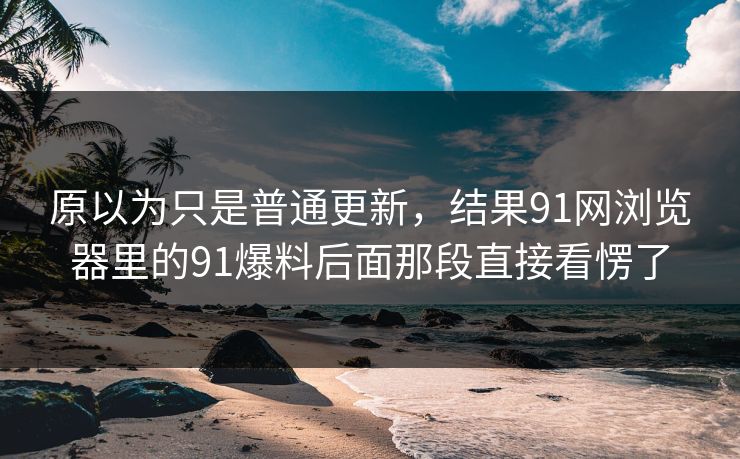 原以为只是普通更新，结果91网浏览器里的91爆料后面那段直接看愣了
